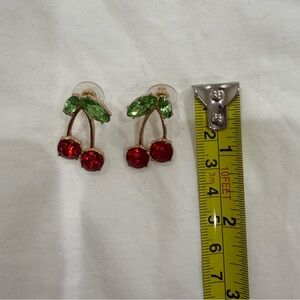 BaubleBar Cherry Earrings with Red and Green Accents